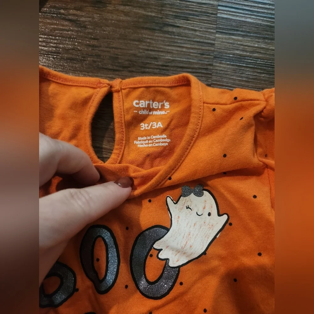 Carter's Orange Boo Crew Top with Ghost Design